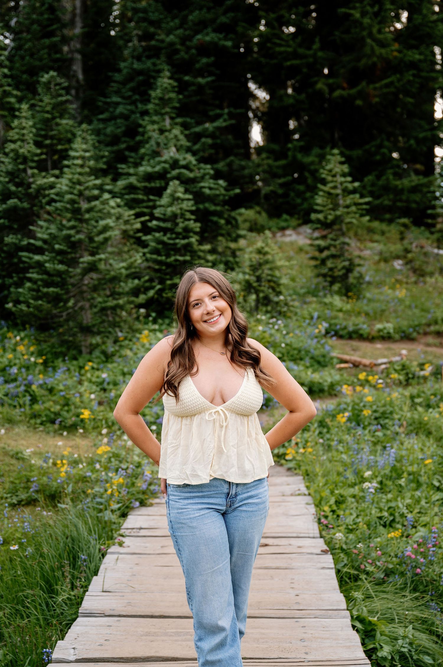 Wildflower senior pictures at Mount Rainier