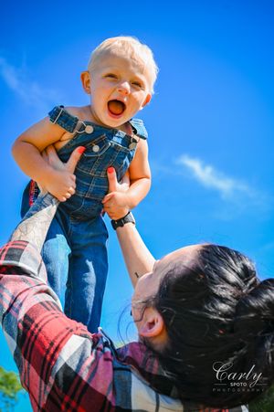 A series of joyful moments captured against a bright blue sky on a sunny day.