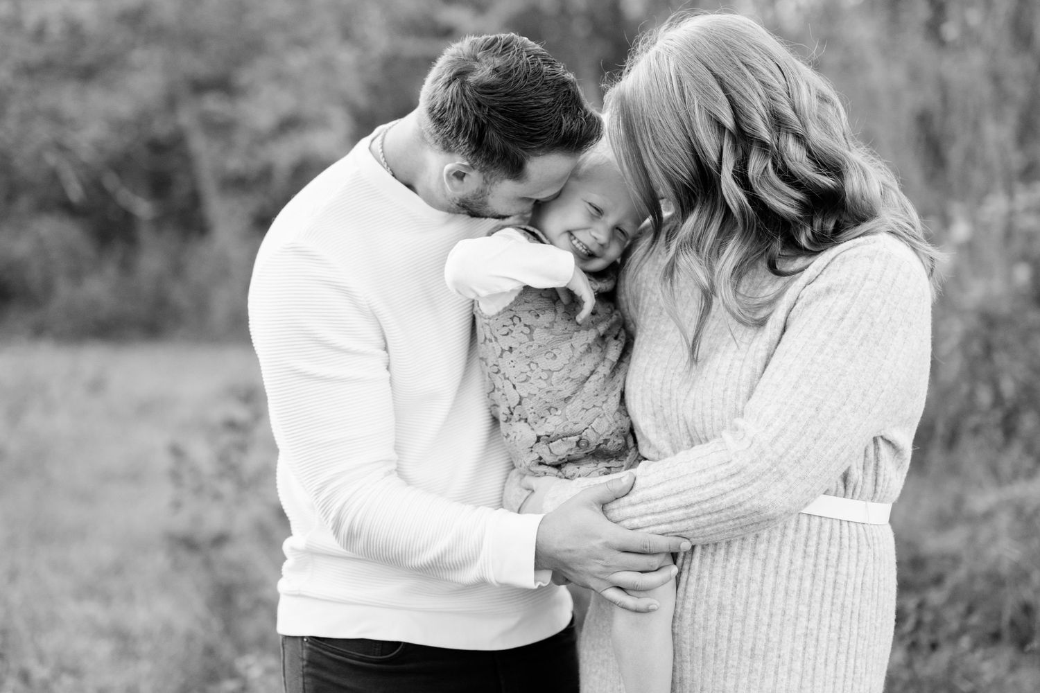 A romantic black and white photo series showing tender embraces between a couple in lancaster ohio