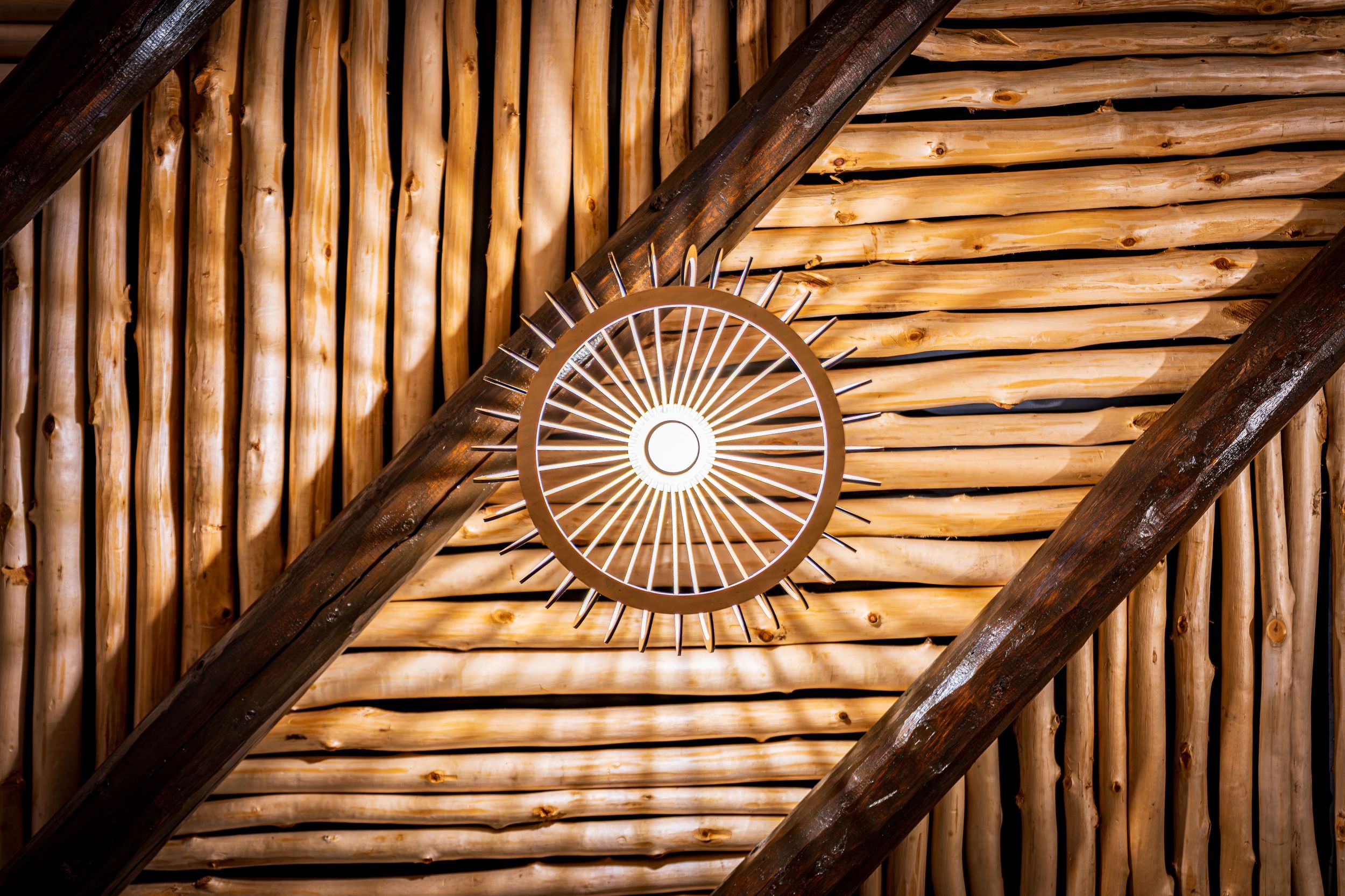Detail shot of a light fixture/ceiling at Eagle River Inn by Denver Hospitality, Travel & Tourism photographer Captain Colorado Photography.