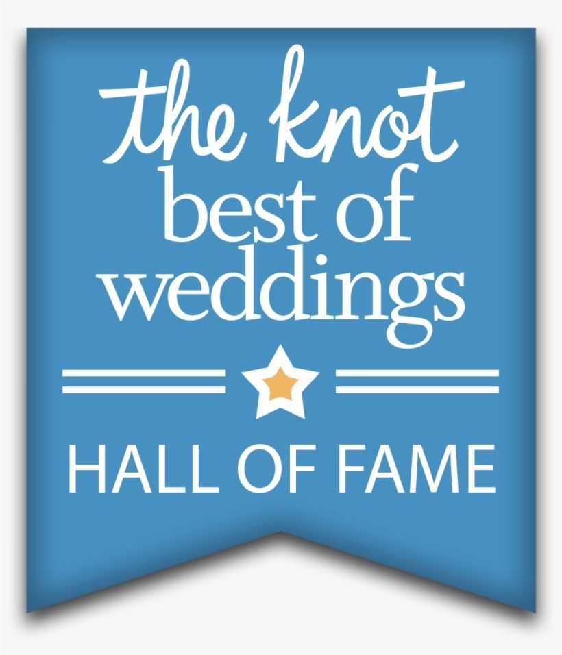 The Knot Best of Weddings 2025 award badge in hot pink.