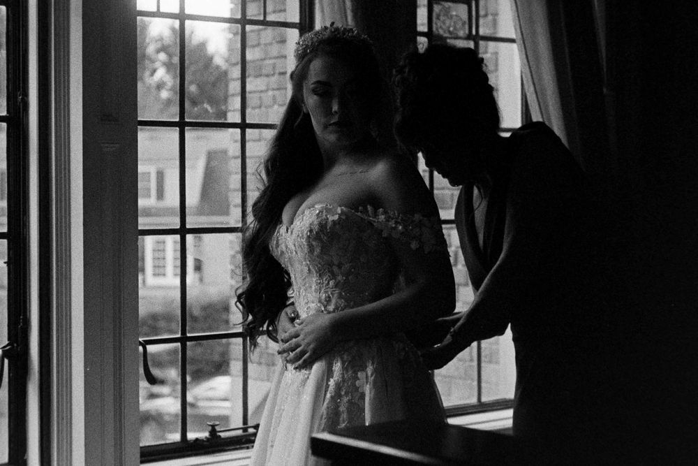 Documentary style Black and White Wedding Photography on 35mm Film in Seattle, Washington