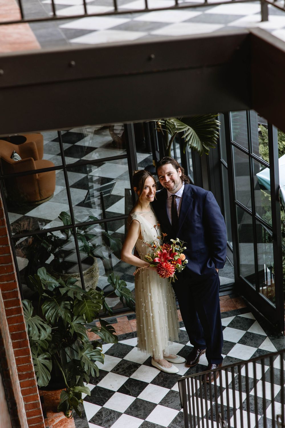 Wedding portrait at Hotel Ana & Bel. Pizzeria Beddia Wedding. Fishtown Philadelphia, PA.