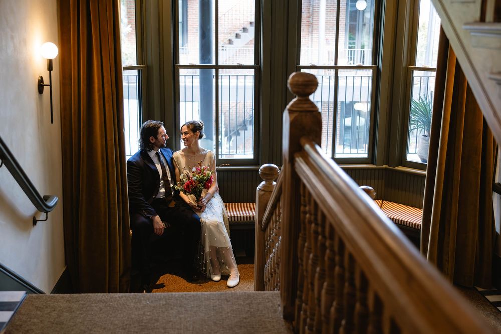 Wedding portrait at Hotel Ana & Bel. Pizzeria Beddia Wedding. Fishtown Philadelphia, PA.