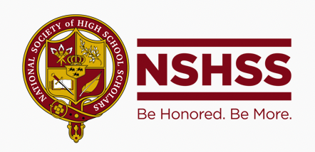 NSHSS organization logo featuring a shield crest with burgundy text and motto Be Honored Be More.