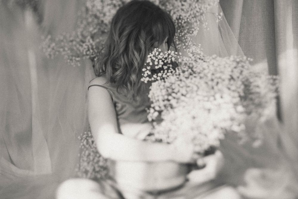 Abstract black and white photography with bokeh light effects.