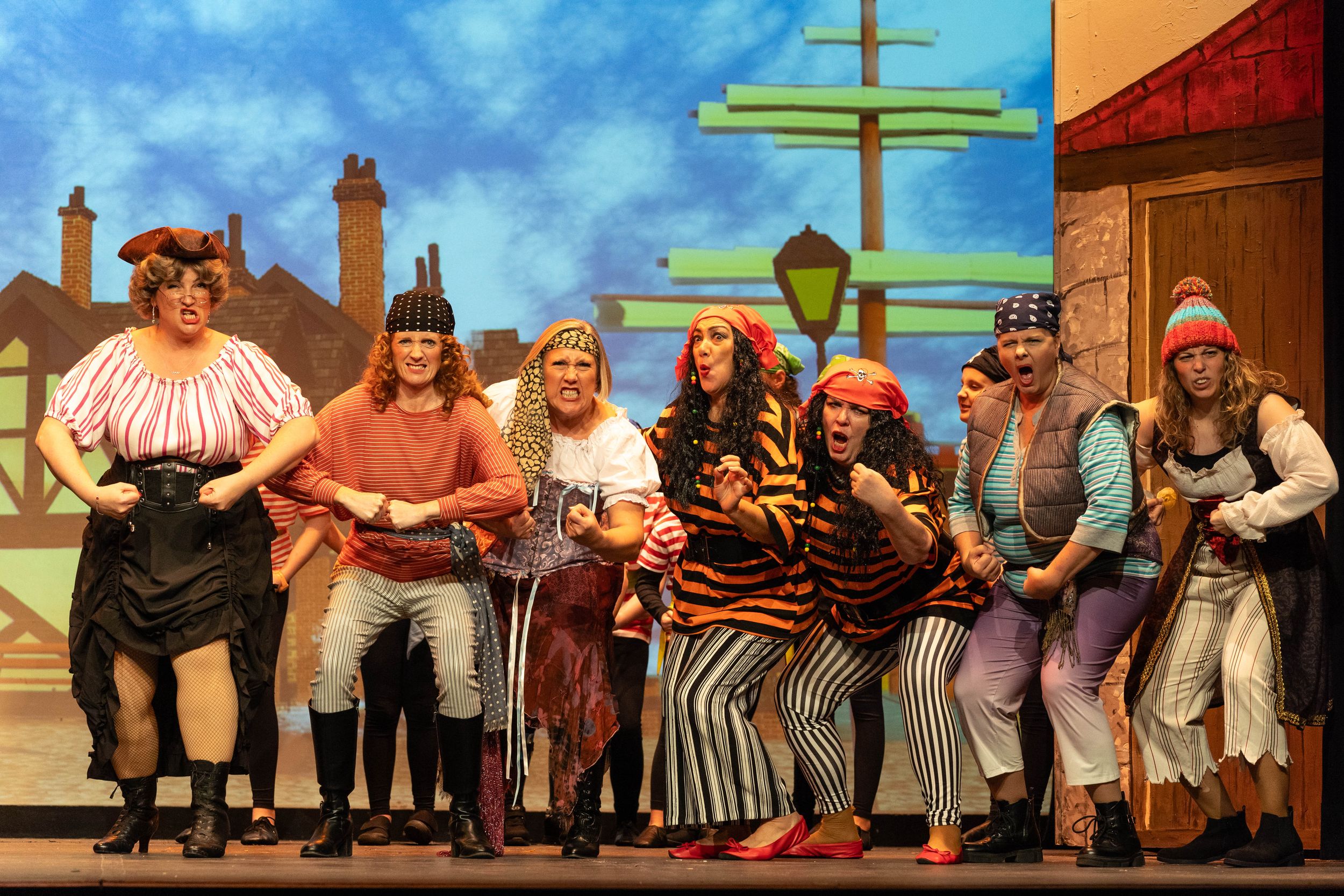 theatre photography,  Brighton. actors on stage performing the pantomime treasure island at Southwick theatre