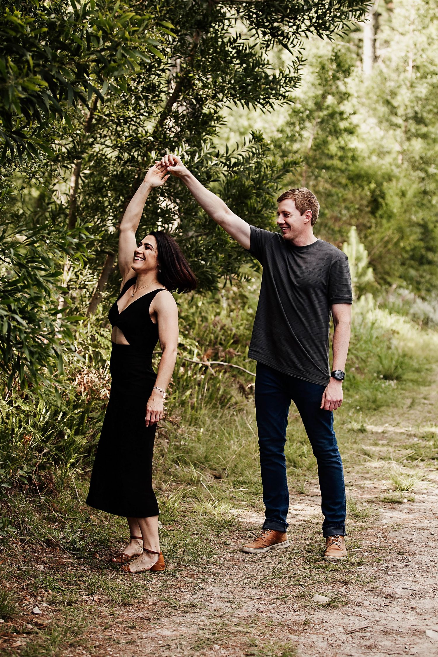 Couple's engagement session in the forest in George