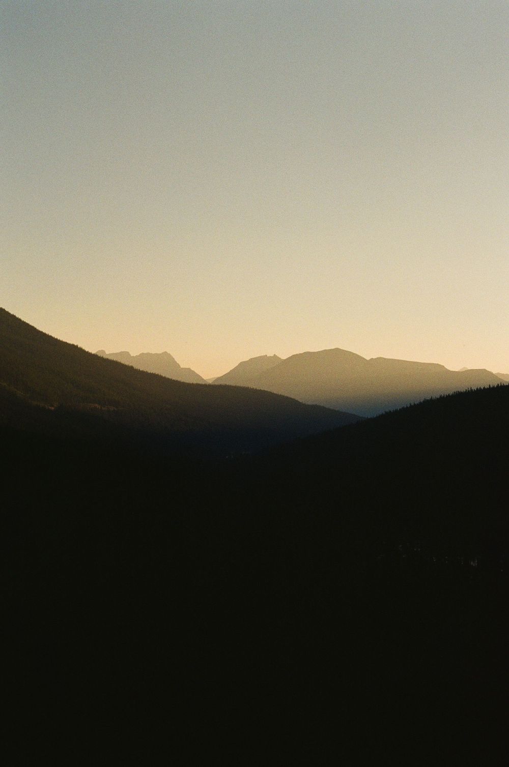 Sunrise shot of mountains in Banff Canada on film