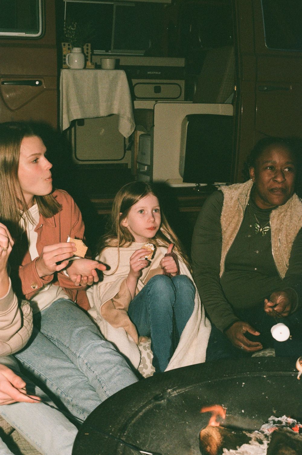 Artisan's women's event shot on film with a retro VW van