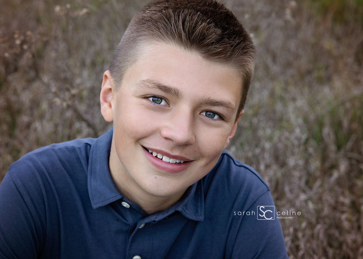 A series of four similar outdoor portrait photographs taken against a blurred natural background.