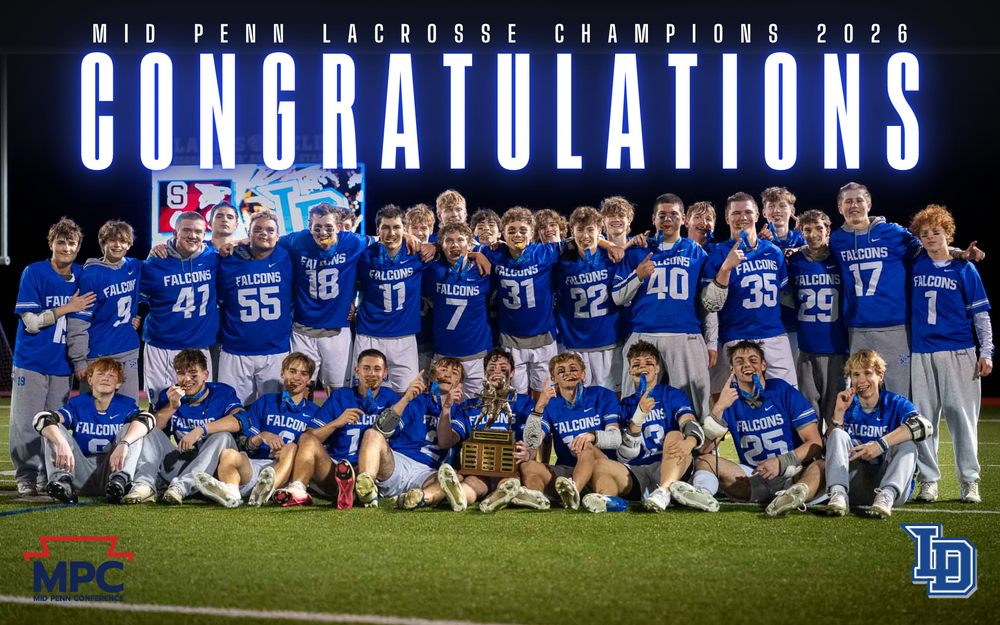 Lower Dauphin Falcons team championship photo after winning the 2026 Mid Penn Lacrosse title by SportsFox Photography, Hershey PA.