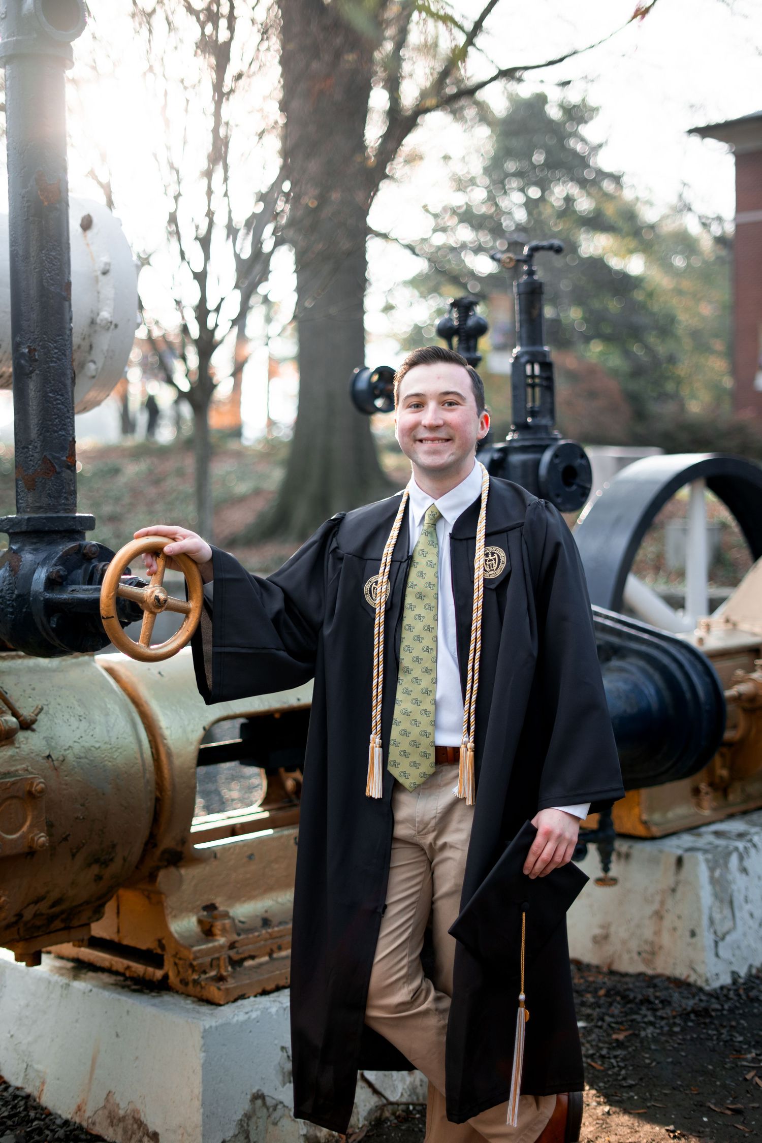 The helluva engineer steam engine one of the best spots for Georgia Tech photos during your atlanta grad photoshoot