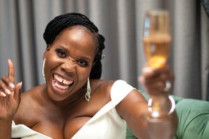 Wedding celebration moment captured in elegant setting.