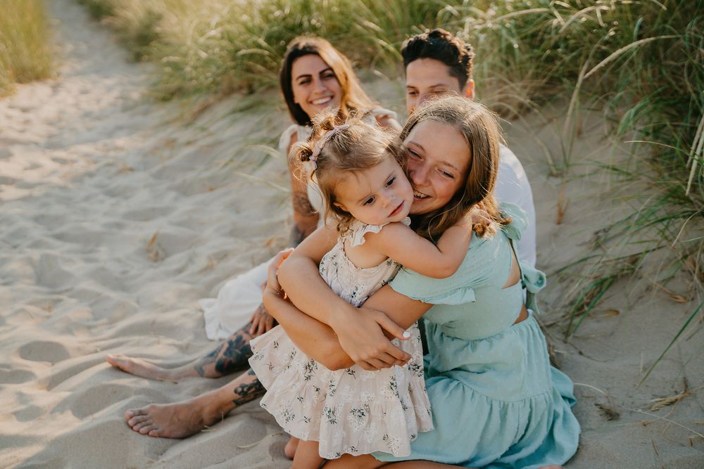 family, summer, beach, sisters, michigan