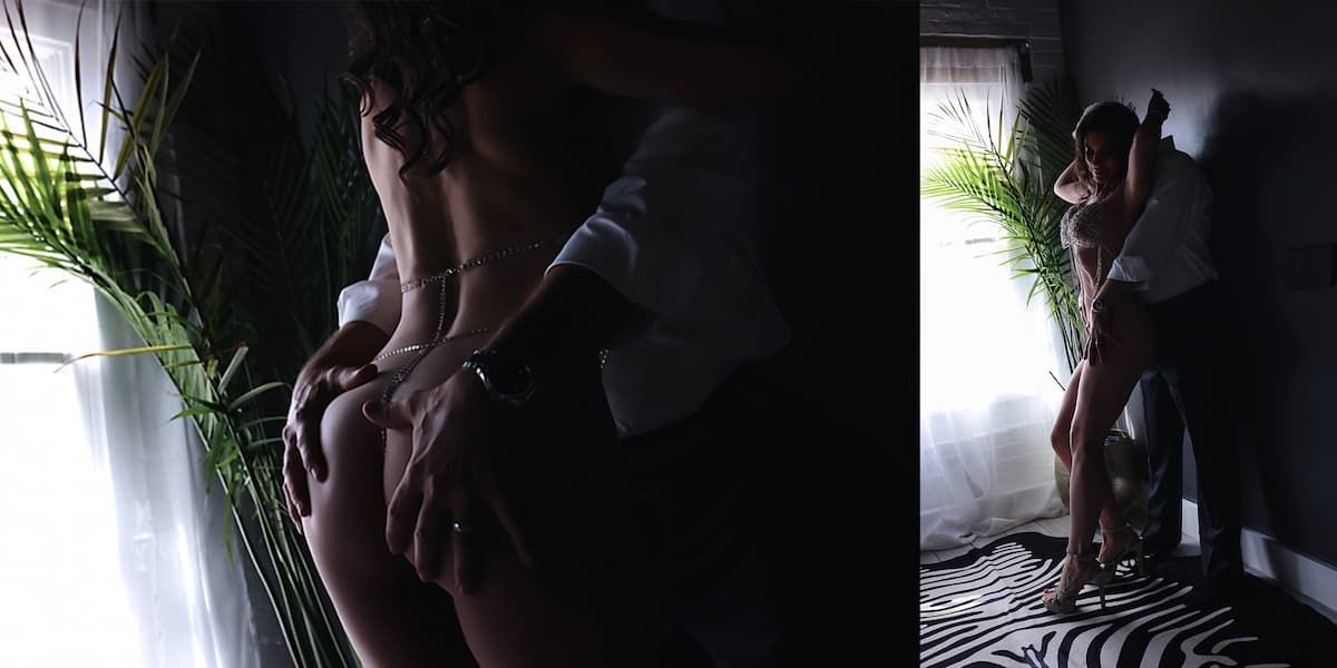 A series of dark silhouettes against window light create a moody and dramatic sequence of interior photographs.