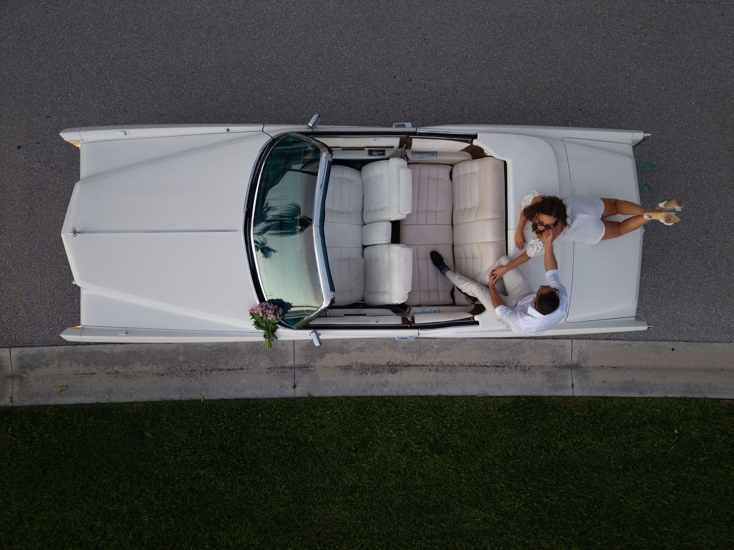 Engagement drone picture in Palm Beach Island by Wanderlust Studios Photography