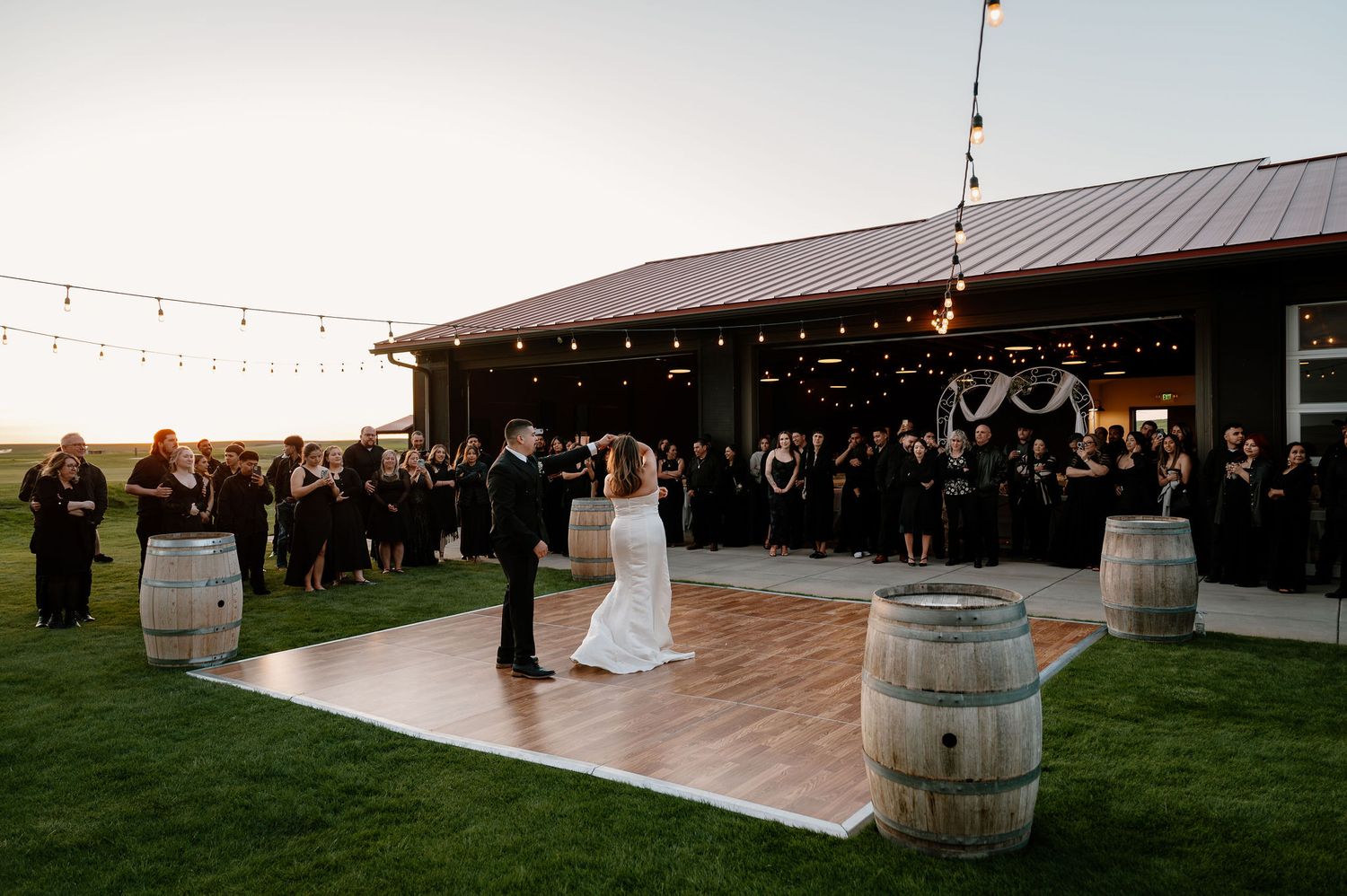 Black tie wedding reception