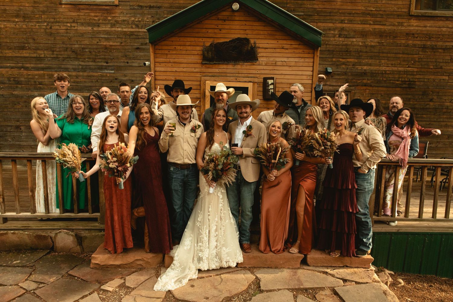 Group photo at colorado micro wedding