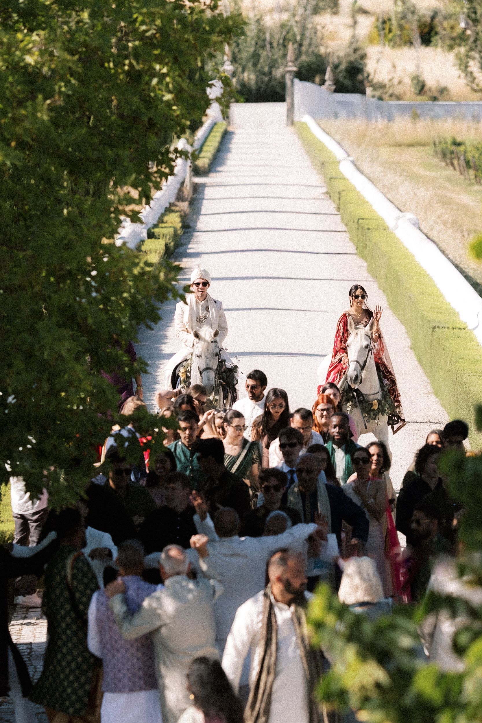 guests gathered for Hindu ceremony at destination wedding Portugal
