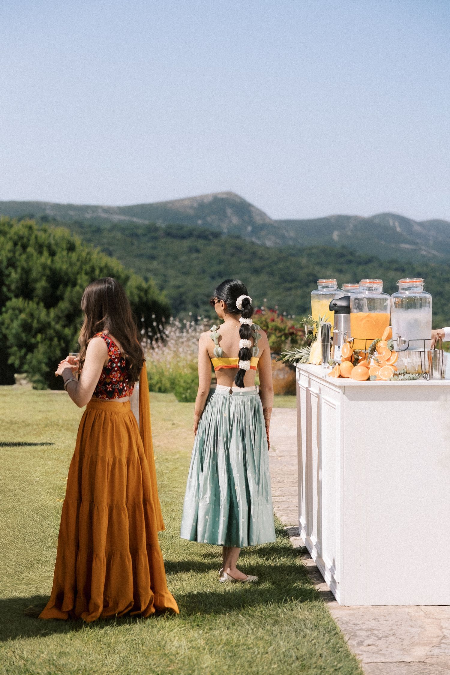 bride and guests during Haldi ceremony at wedding in Portugal