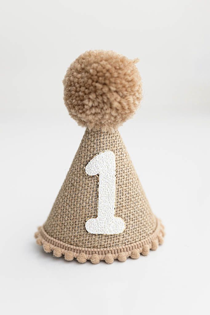 First birthday party hat with number one for 1st birthday photos in Canyon Hills CA.
