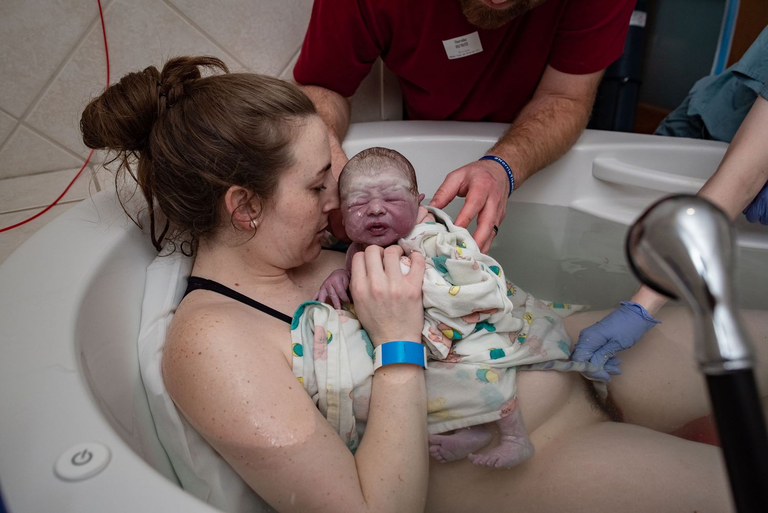 A series of medical images showing someone receiving treatment in a hospital setting.