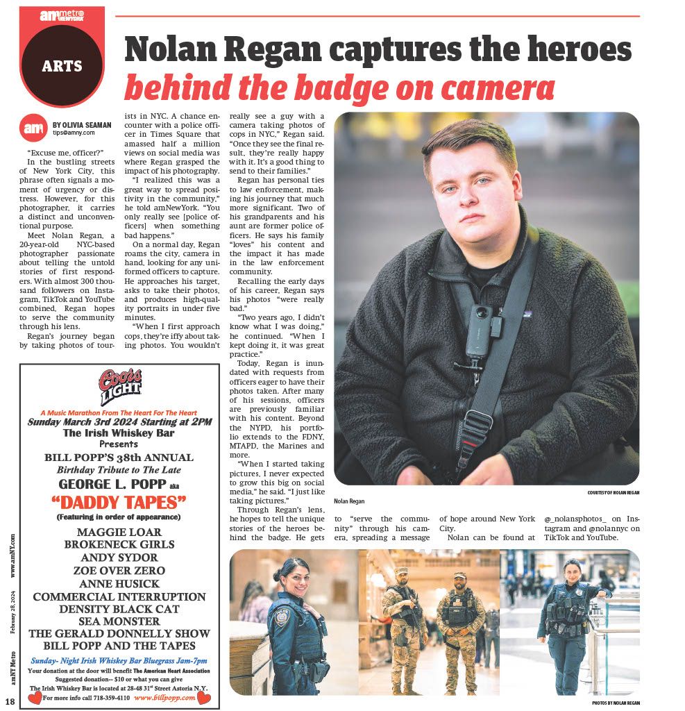 Featured on amNewYork Metro News, Febuary 28, 2024. Page 18