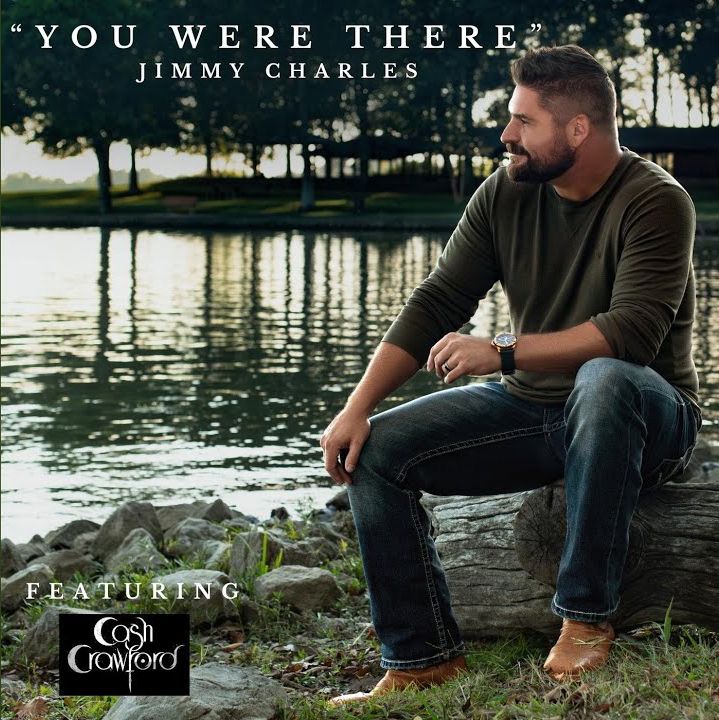 Album cover showing artist sitting by lake for 'You Were There' single release for Jimmy Charles.