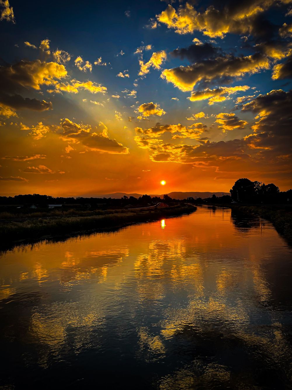 dramatic sunset reflection