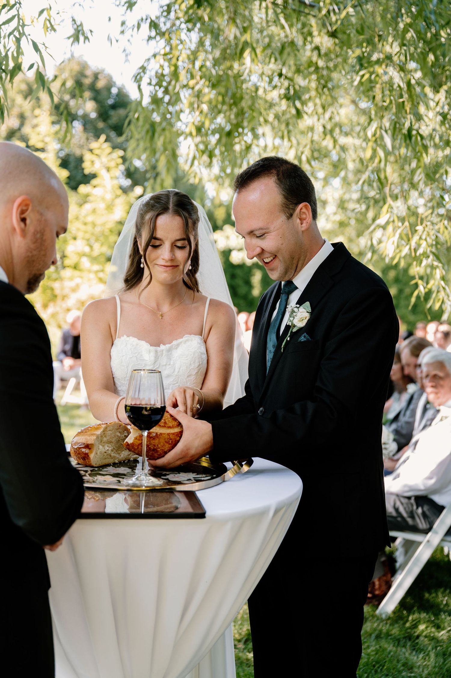 Summer wedding ceremony at Promise Garden in Pasco