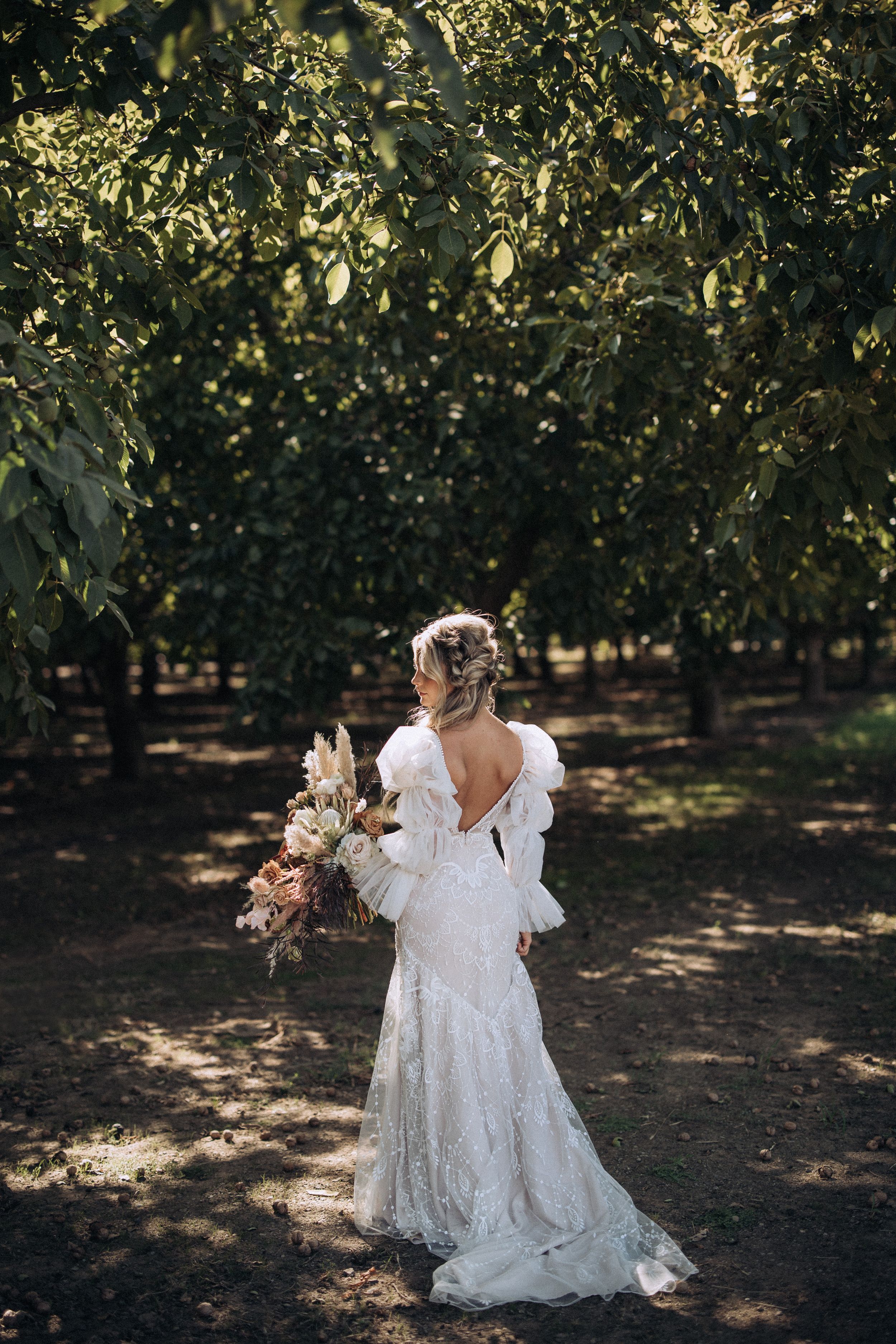 Bride in her wedding gown during bridal portraits in North Idaho
