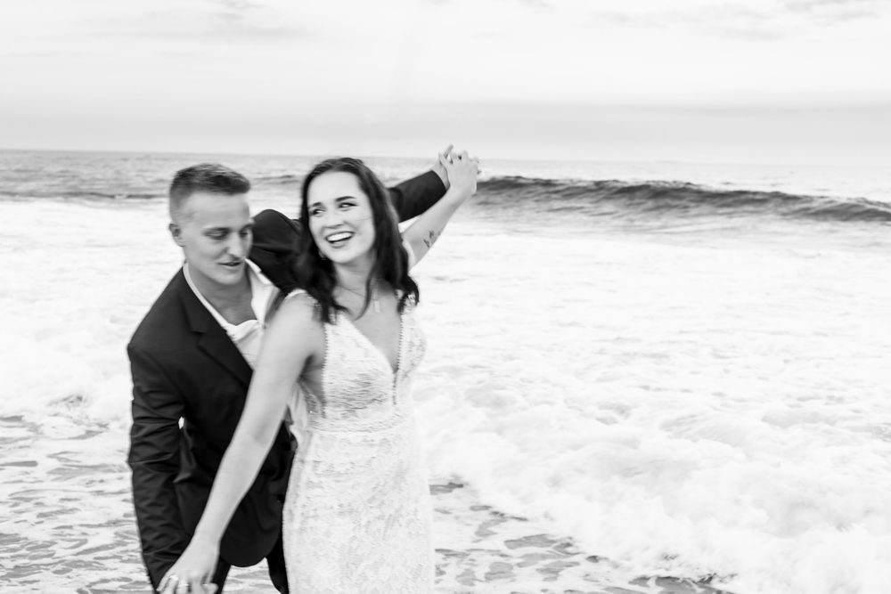 Candid beach photo series showing joyful moments by the ocean.
