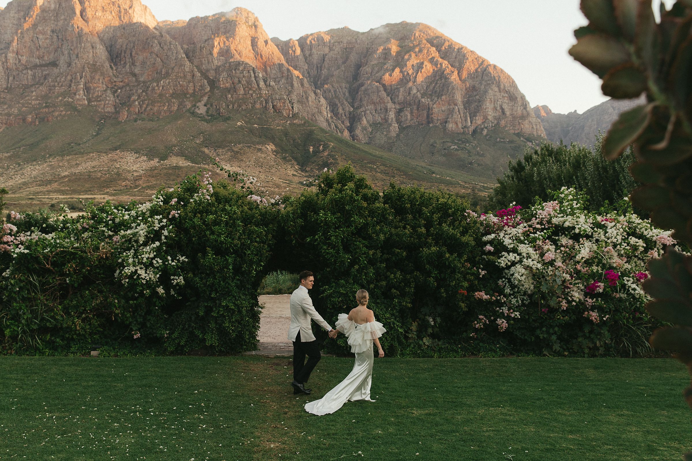 Bride and groom wedding portraits at Johannesdal 1207 in Stellenbosch vineyards