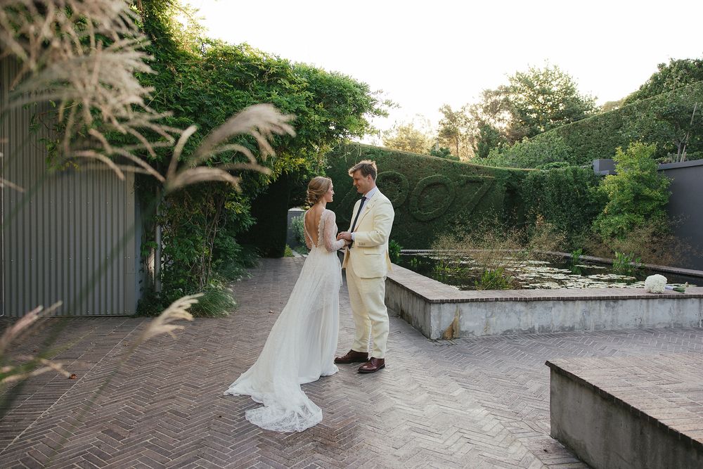 Bride and groom wedding portraits at Johannesdal 1207 in Stellenbosch vineyards