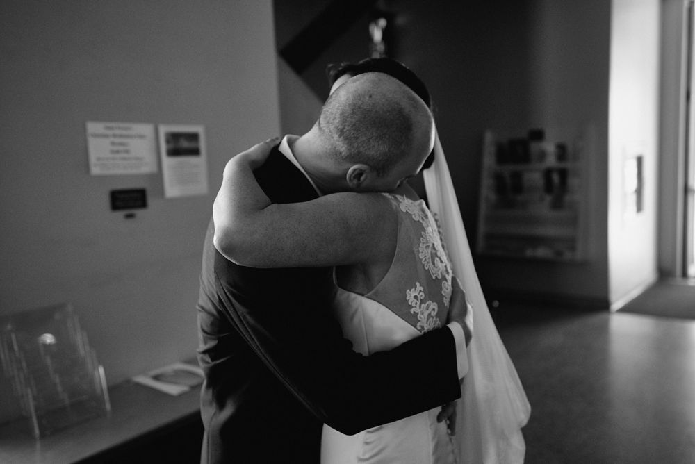 West Hollywood St. Victor Catholic Church candid wedding photo