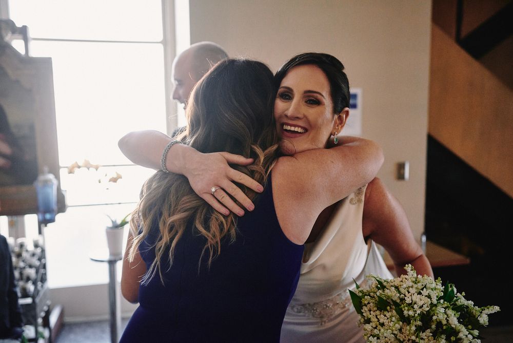 West Hollywood St. Victor Catholic Church candid wedding photo