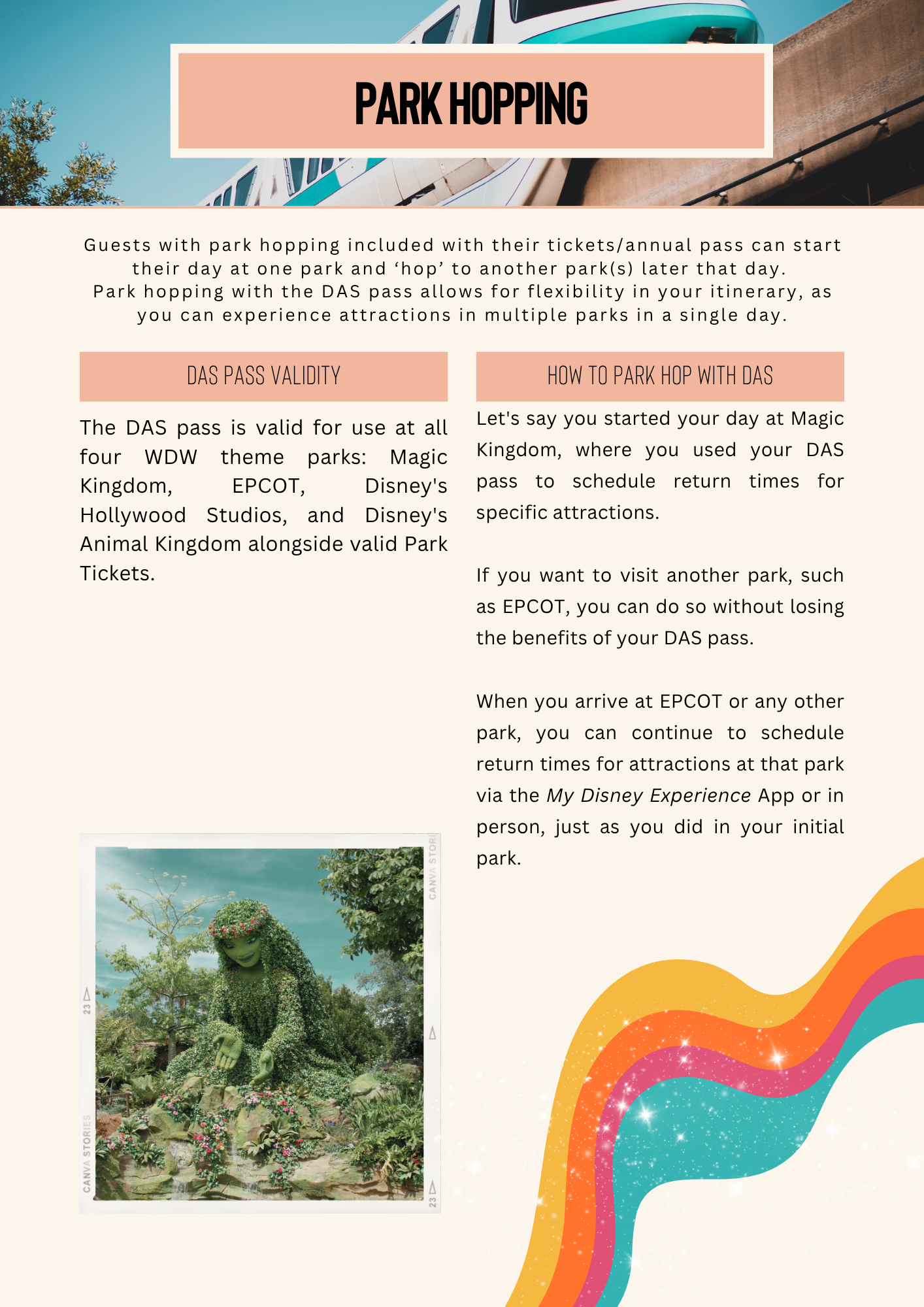 Guide to park hopping between different Disney World theme parks with DAS pass information.