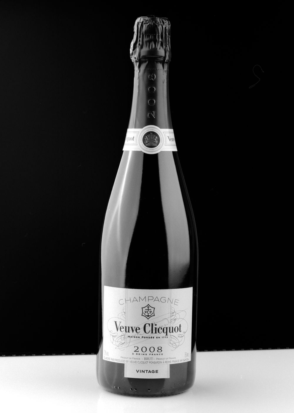 Product Photograph of 2008 Veuve Clicquot Champagne bottle captured during a studio shoot in Derby