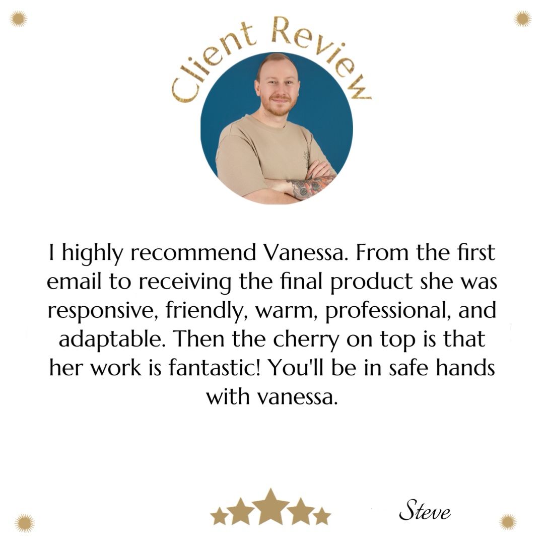 Customer testimonials and ratings displayed as circular profile 5 gold star rating . Vanessa Charlotte Photography luxury studio Wednesbury
