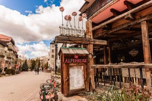 outdoor menu at Alpenrose restaurant in Vail, Colorado