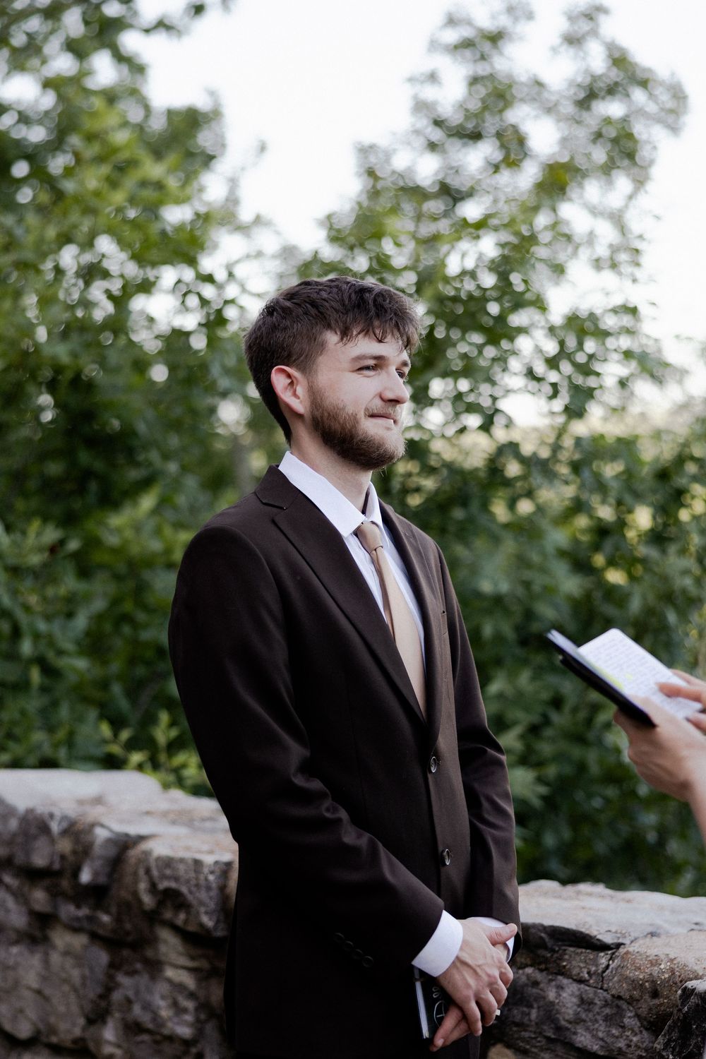 buffalo river elopement ceremony arkansas groom