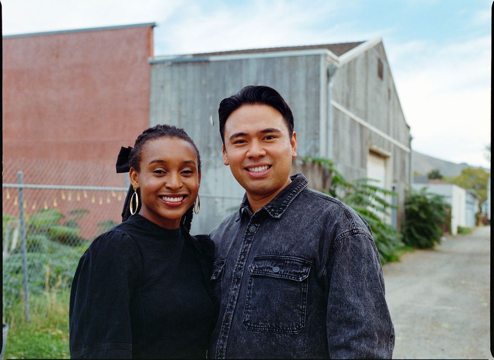 A portrait of a couple on medium format film