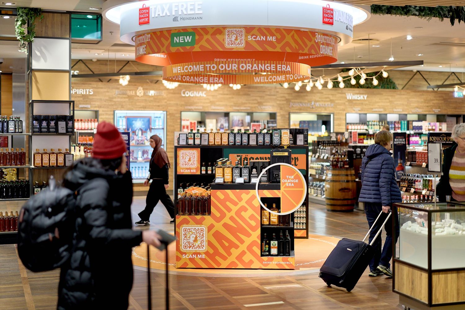 Travel retail airport promotion photography for Jägermeister in Denmark at Copenhagen Airport duty free store