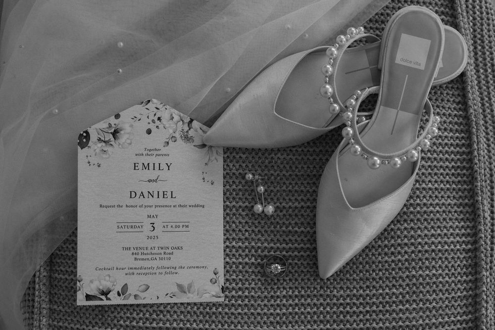 Wedding invitation suite styled with florals in Georgia.