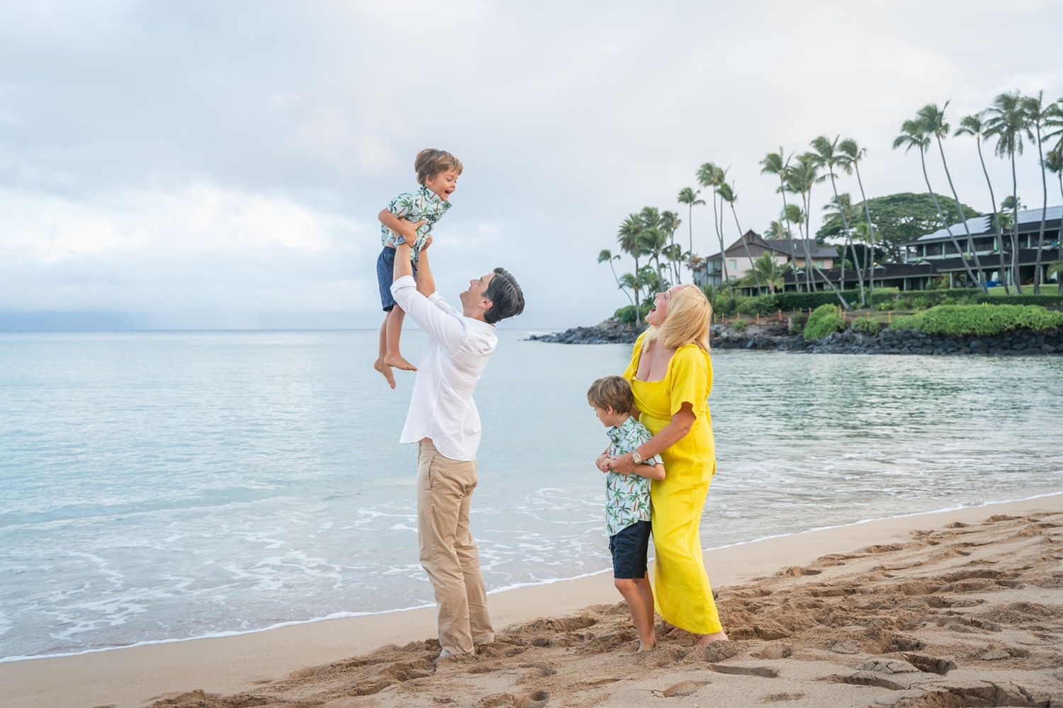 Maui family photographer photo against beautiful Maui sunrise beach by ohwowfotos.
