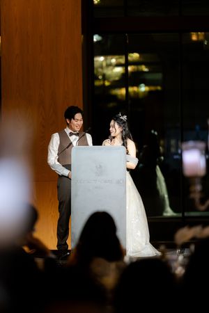 Couple shares a romantic moment during their wedding reception, Ritz Carlton wedding reception