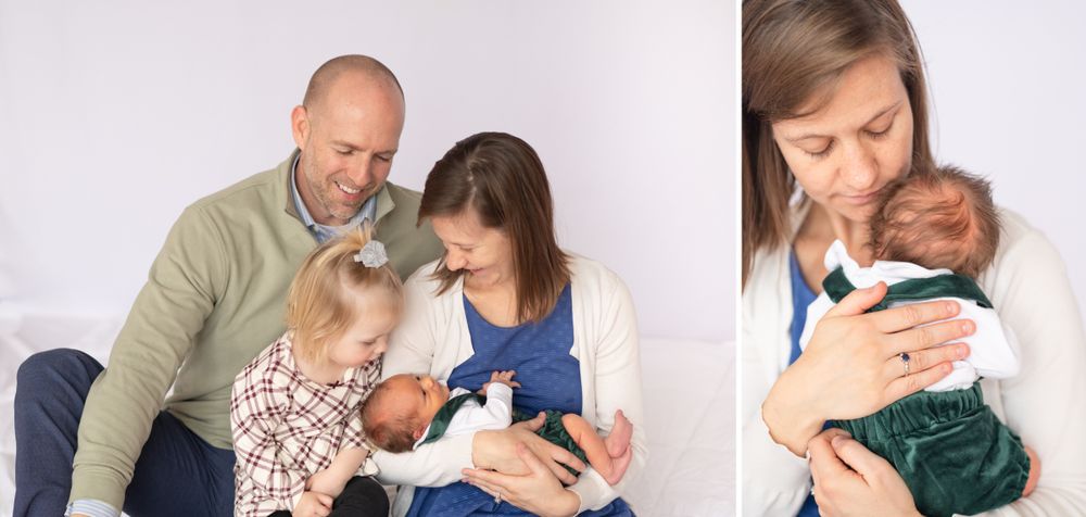 Newborn baby boy with family in natural light studio by Bartlesville Photographer Kristi Bray