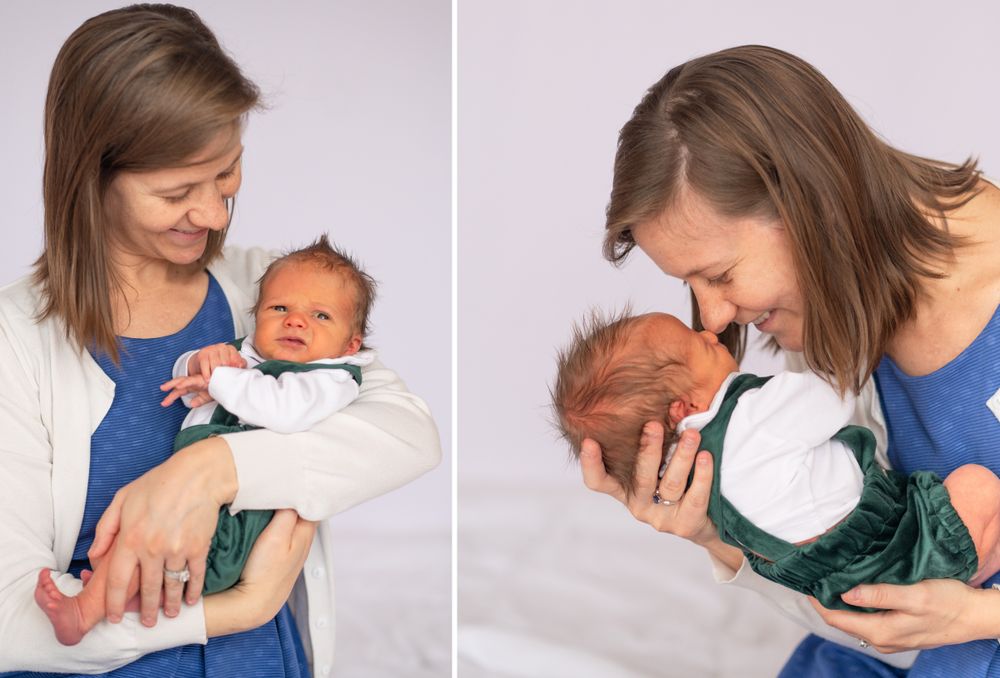 Newborn baby boy with family in natural light studio by Bartlesville Photographer Kristi Bray