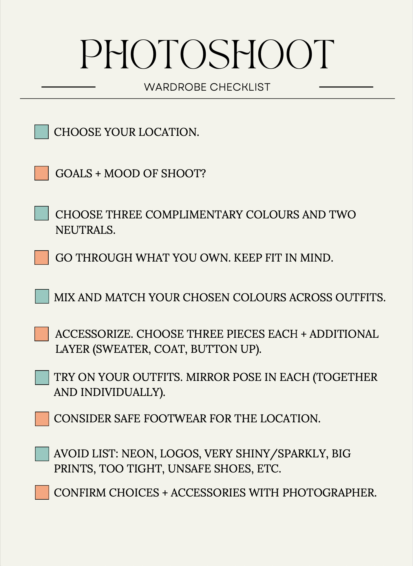 Lumenali Wardrobe Checklist